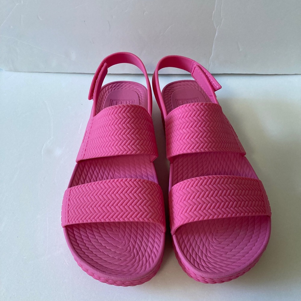 Reef Water Vista Pink Two Strap Platform Sandals Womens 9 PVC Free